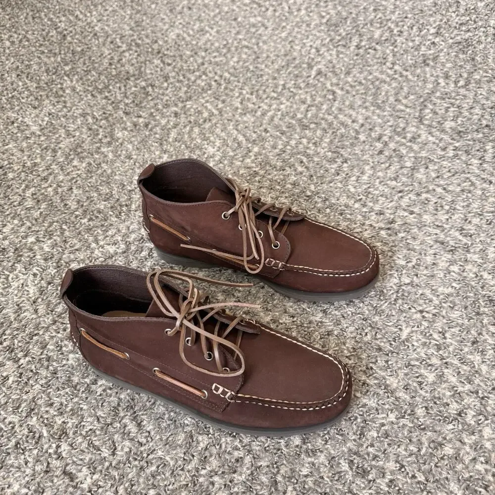 J Crew Boat Deck Chukka Ankle Boots Men’s Size 10.5 Brown Leather Preppy New